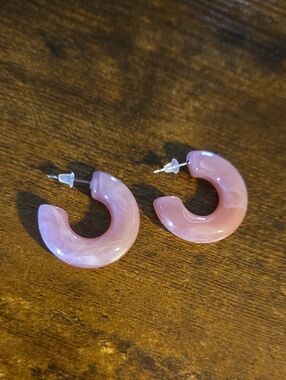 Pink Hoop Resin Earrings - Women's Fashion Jewelry